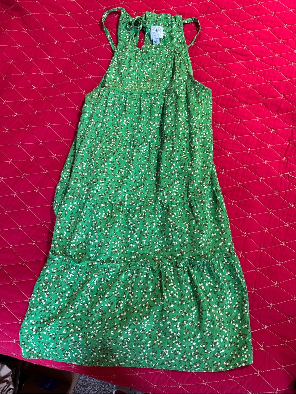 Women’s Green Floral Tiered Sundress